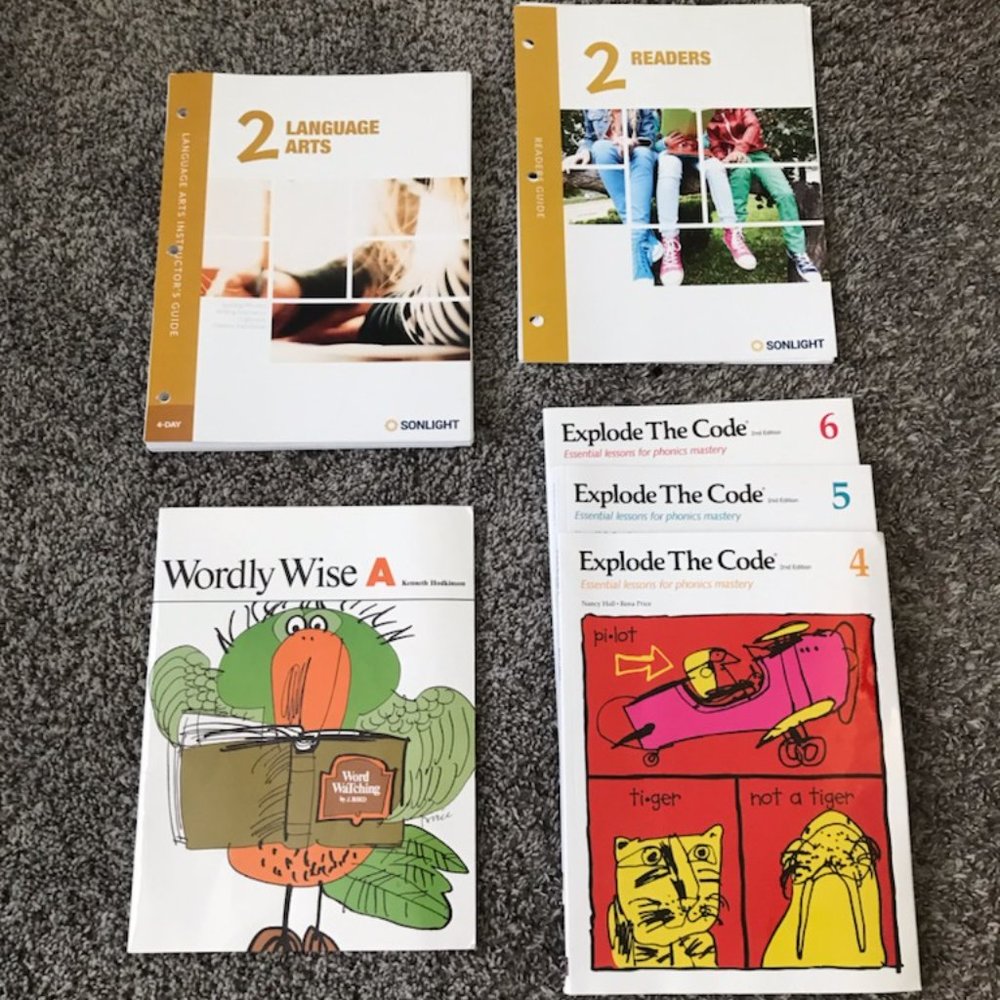 Explode the Code Phonics, Wordly Wise Vocabulary, Sonlight Grade 2 Language Arts
